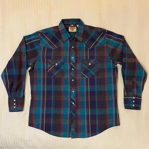 Authentic Western Youngbloods snap button 2 snap flap pockets sz L